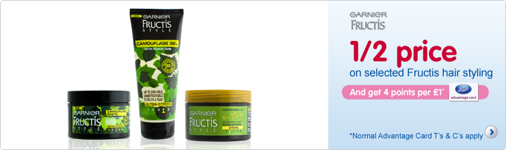 1/2 price on selected Fructis hair styling 